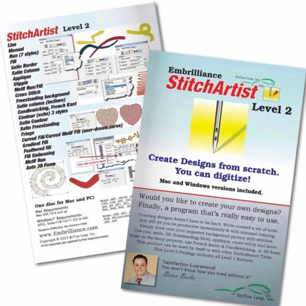 Embrillance StitchArtist Level 2 Embroidery Software